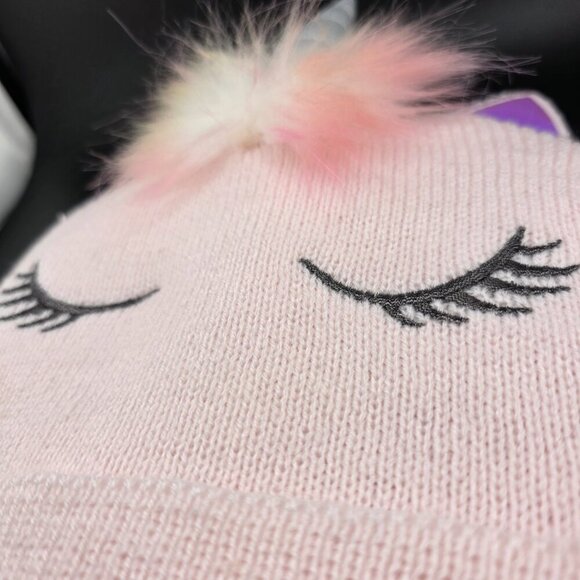 Unicorn Beanie Hat Girls OS Good Condition - Picture 2 of 5